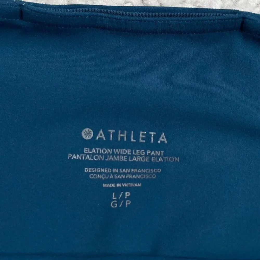 Athleta Elation Wide Leg Flare Pant Teal Blue Large Petite